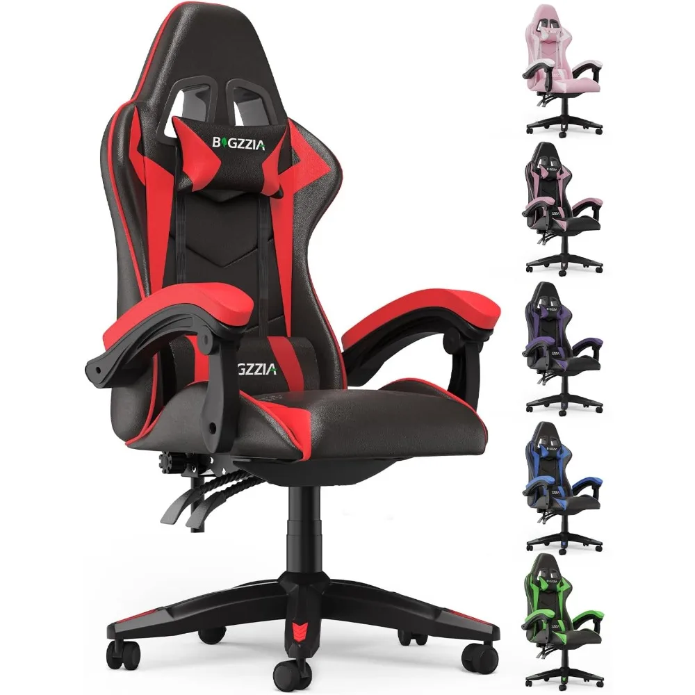 

Gaming chair with lumbar support, ergonomic design for adults and kids, racing style, 360° swivel seat, headrest