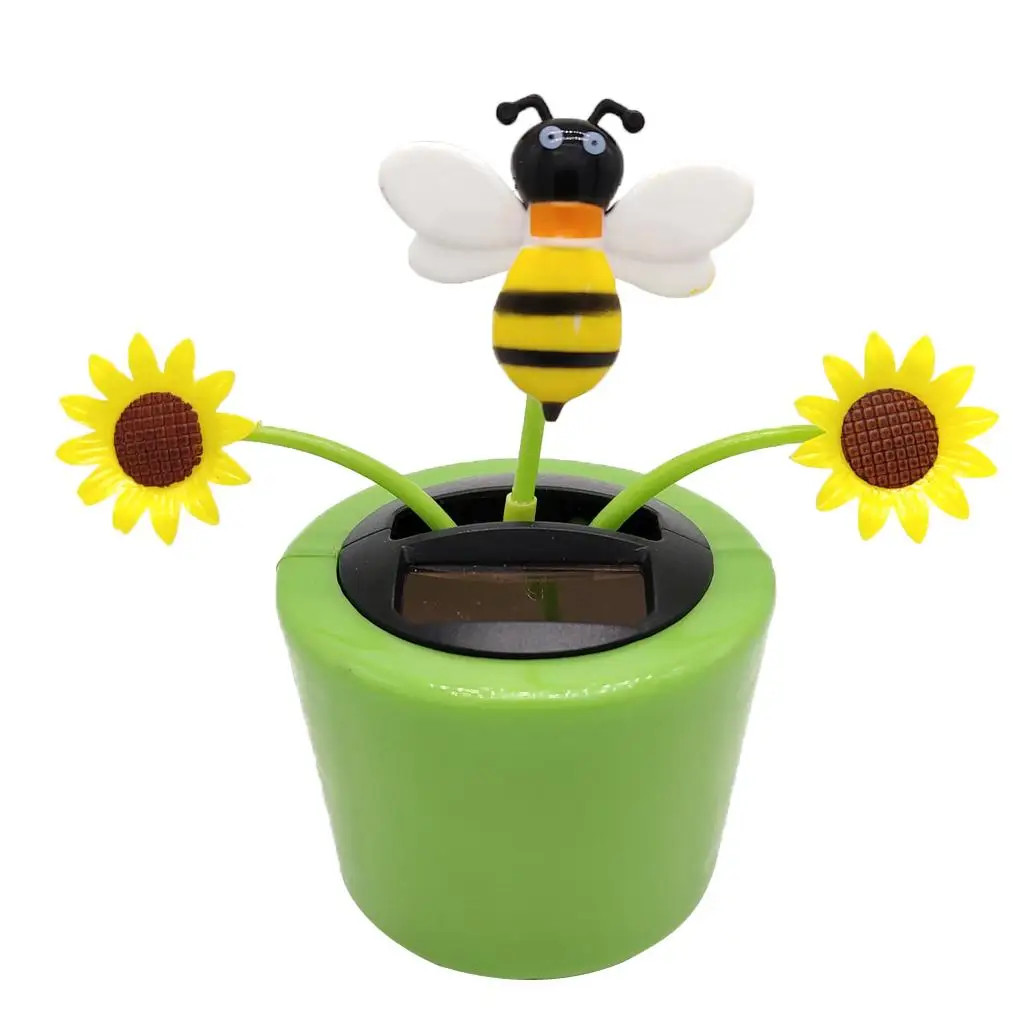 Maceta verde alimentada por energía Solar y planta oscilante de abeja, adorno de muñeca para salpicadero de coche, decoración del hogar