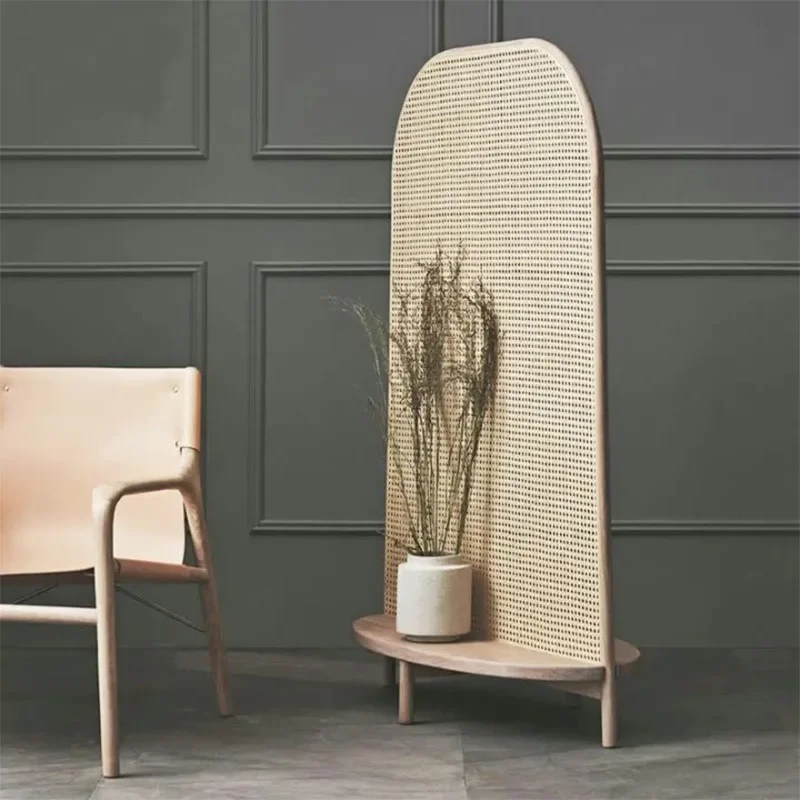 Solid wood rattan screen sitting screen partition wall entrance living room seat screen household bedroom rattan screen
