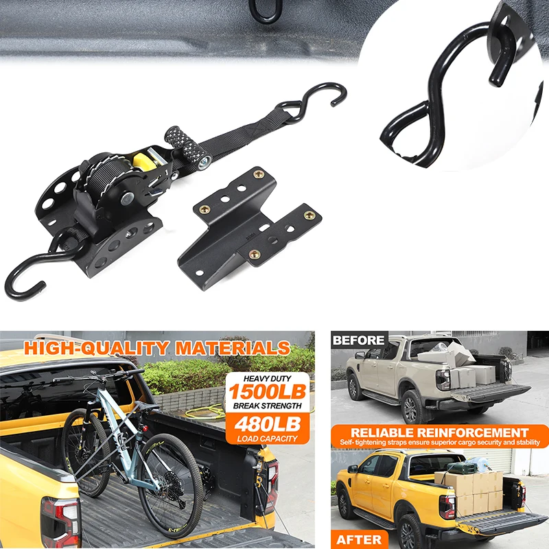 

For 2023+ Ford Ranger Ranger Cargo Box Fixing Strap Ratchet Tightener Car Strap Cargo Tape Load Luggage Strap Car Ratchet Strap