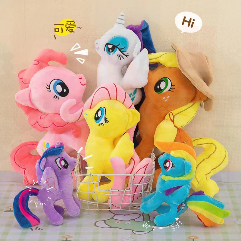 My Little Pony Plush Doll Set Soft Fluffy Cartoon Horse Stuffed Figure Sofa Throw Pillow Kids Birthday Gift Home Collectible Toy