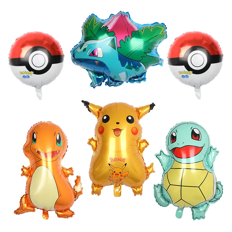 Pokemon Birthday Party Helium Aluminum Foil Balloons Latex Balloon Kids Boy Large Pikachu Balloon Party Decorations Supplies