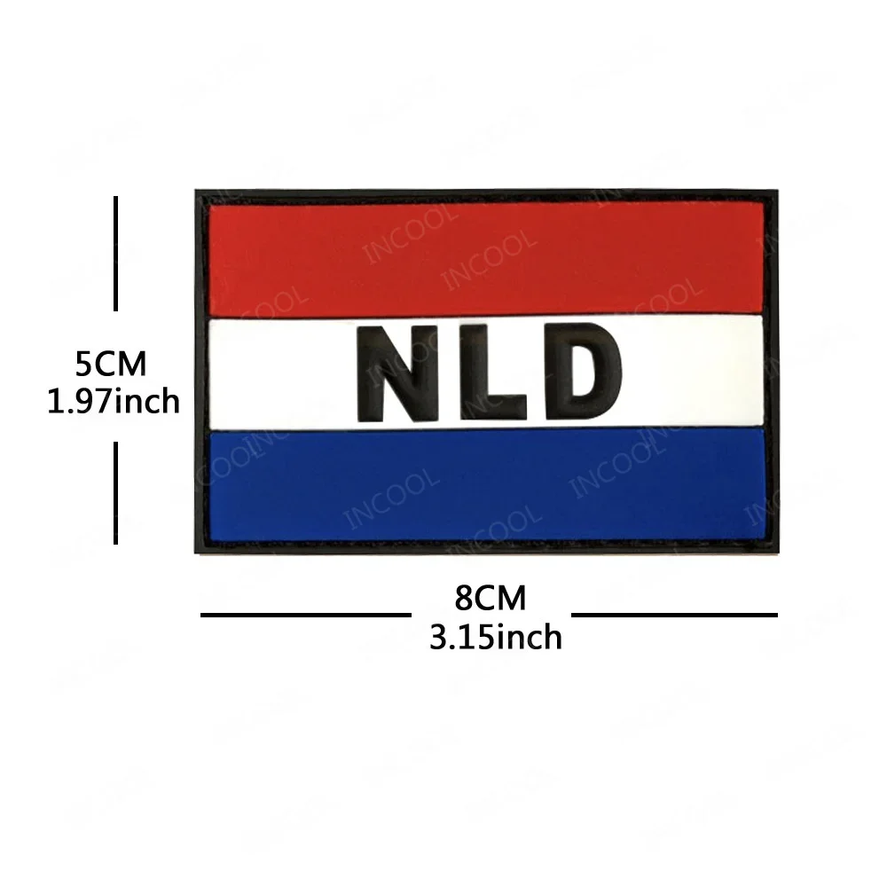 Netherlands Flag PVC Rubber Patches NLD Embroidered Holland Nederlanden Flags Patches IR Reflective Decorative Tactical Badges