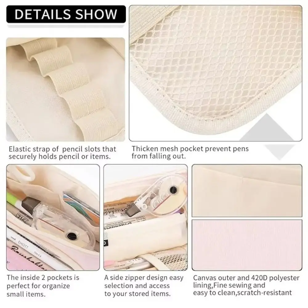 New Oxford Cloth Pen Bag Large Capacity Multifunctional Pencil Case Double-layer Pen Box Students