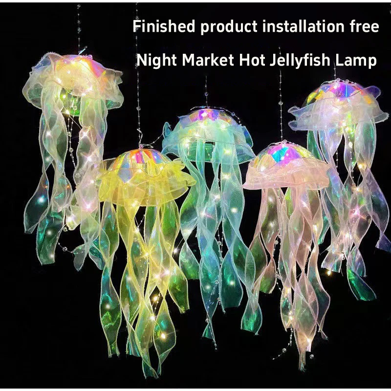 5 Pcs Jellyfish Luminous Lantern Colorful Glowing Lamp Mermaid Under Sea Theme Jellyfish Room Party Decors Portable Night Light