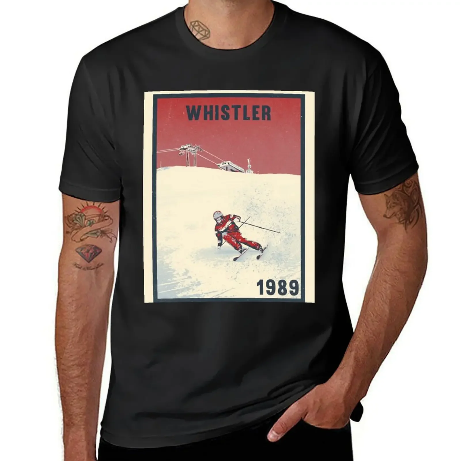 

Whistler ski mountains 1989 vintage skiing 80's T-Shirt basketball graphic tees plus size men clothing