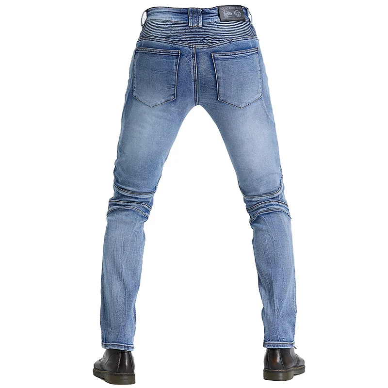 Motorcycle Washed Blue Jeans Men's Motorcycle Retro Racing Motocross Pants Racing Anti-drop Trousers Off-road Pants Windproof