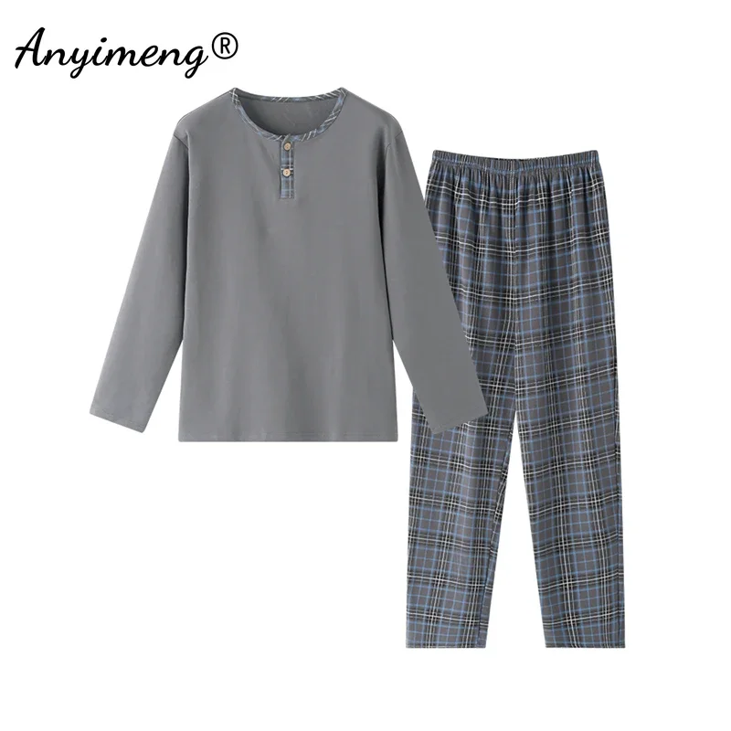 Pyjama en coton tricoté pour homme, élégant, grande taille, 3xl et 4xl, vêtements de nuit, mode salon, nouvelle collection automne hiver 2023