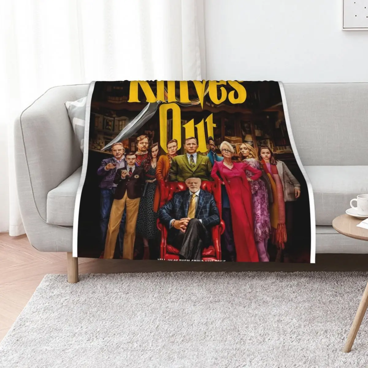 Knives Out Throw Blanket Loose Thins blankets ands Plaid on the sofa Bed Fashionable Decorative Beds Blankets