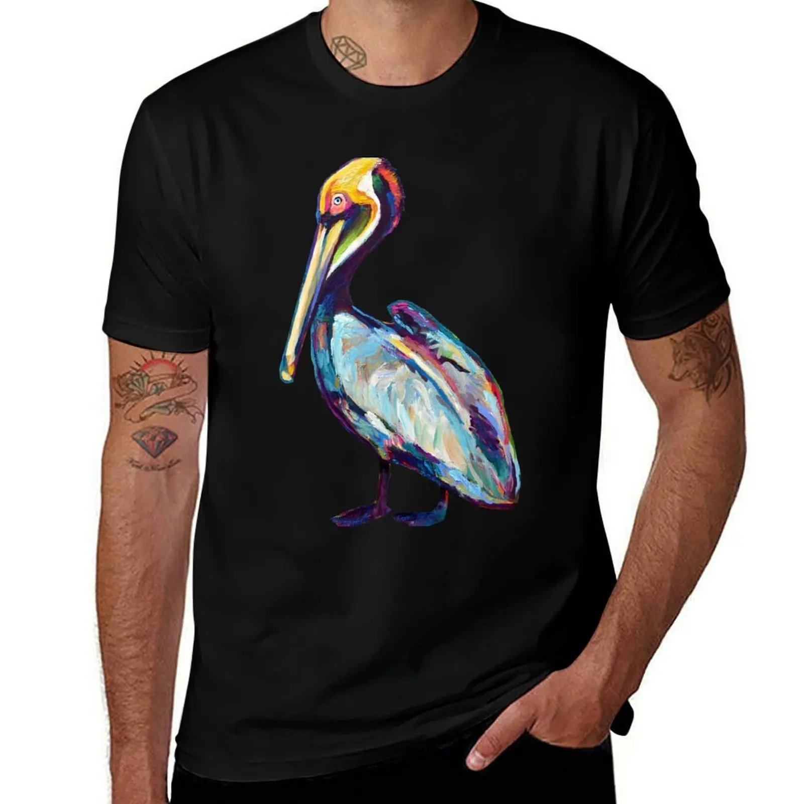 Colorful Pelican by Robert Phelps T-Shirt Industrial Work Tee Shirt