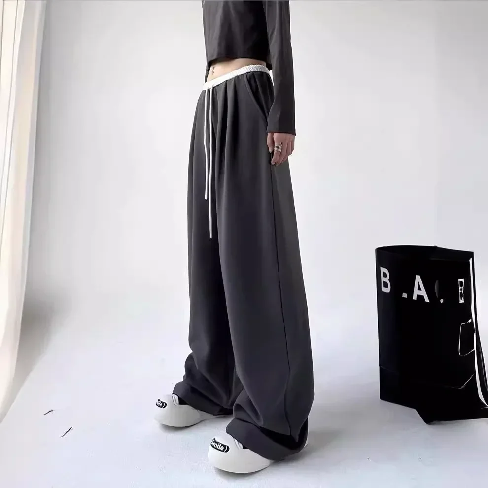 Pantalon de survêtement taille haute pour femmes, coupe ample, Style américain, printemps automne 2025, nouveau petit bas décontracté à cloche