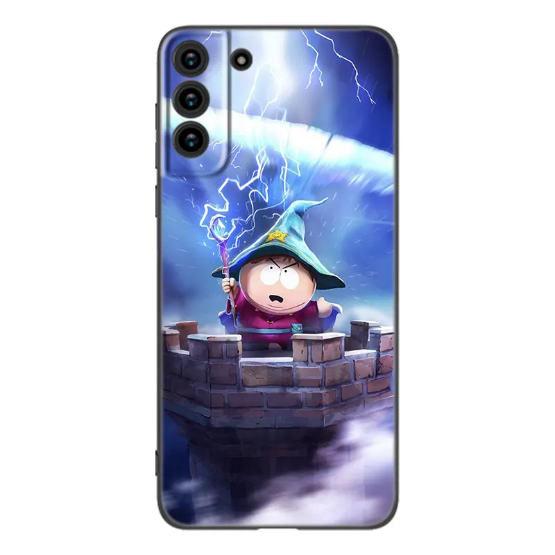 Cartoon South Park Black Silicone Phone Case For Samsung Galaxy S23 S21 S20 FE S24 S22 Ultra S10E S10 S9 S8 Plus