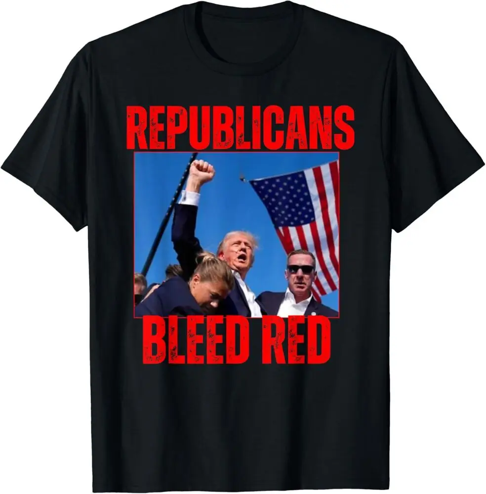 Trump Republicans Bleed Red Attempt T-Shirt Anime Graphic T-shirts For Men Clothing Women Tees Y2K Tops