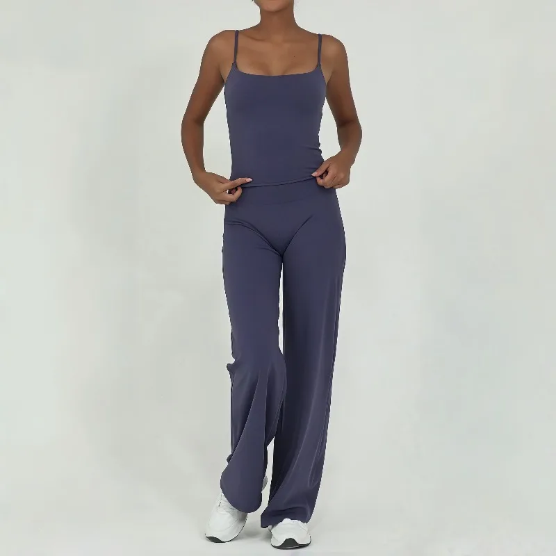 

Women's Nude Yoga Set High Elasticity Tight Fitting Beautiful Back Versatile Fitness Suit Outdoor Running Leisure Sports Set