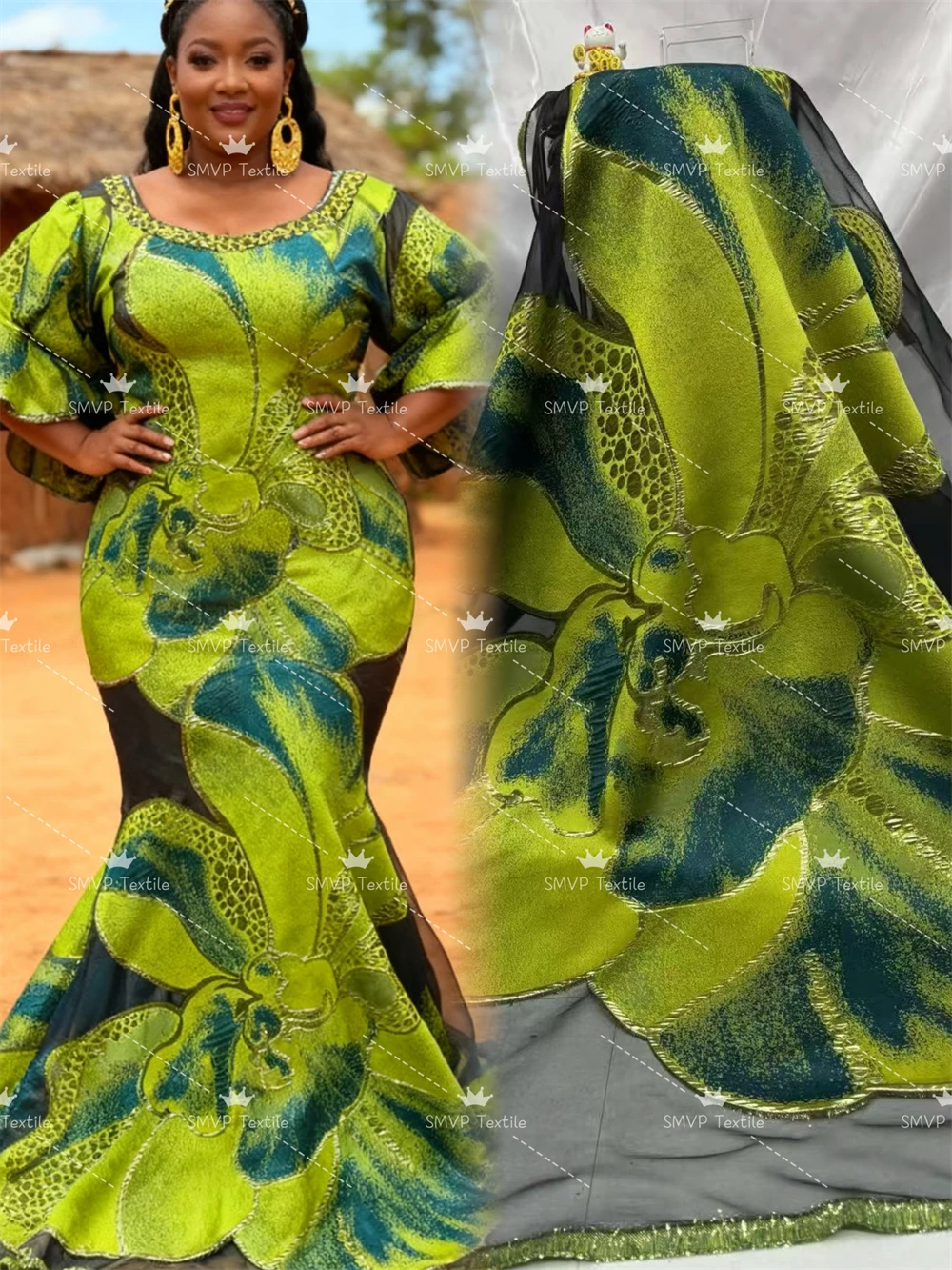 

Новейшая высококачественная нигерийская жаккардовая кружевная ткань 202, дамасская африканская парча, кружевная ткань для женщин, свадебные платья