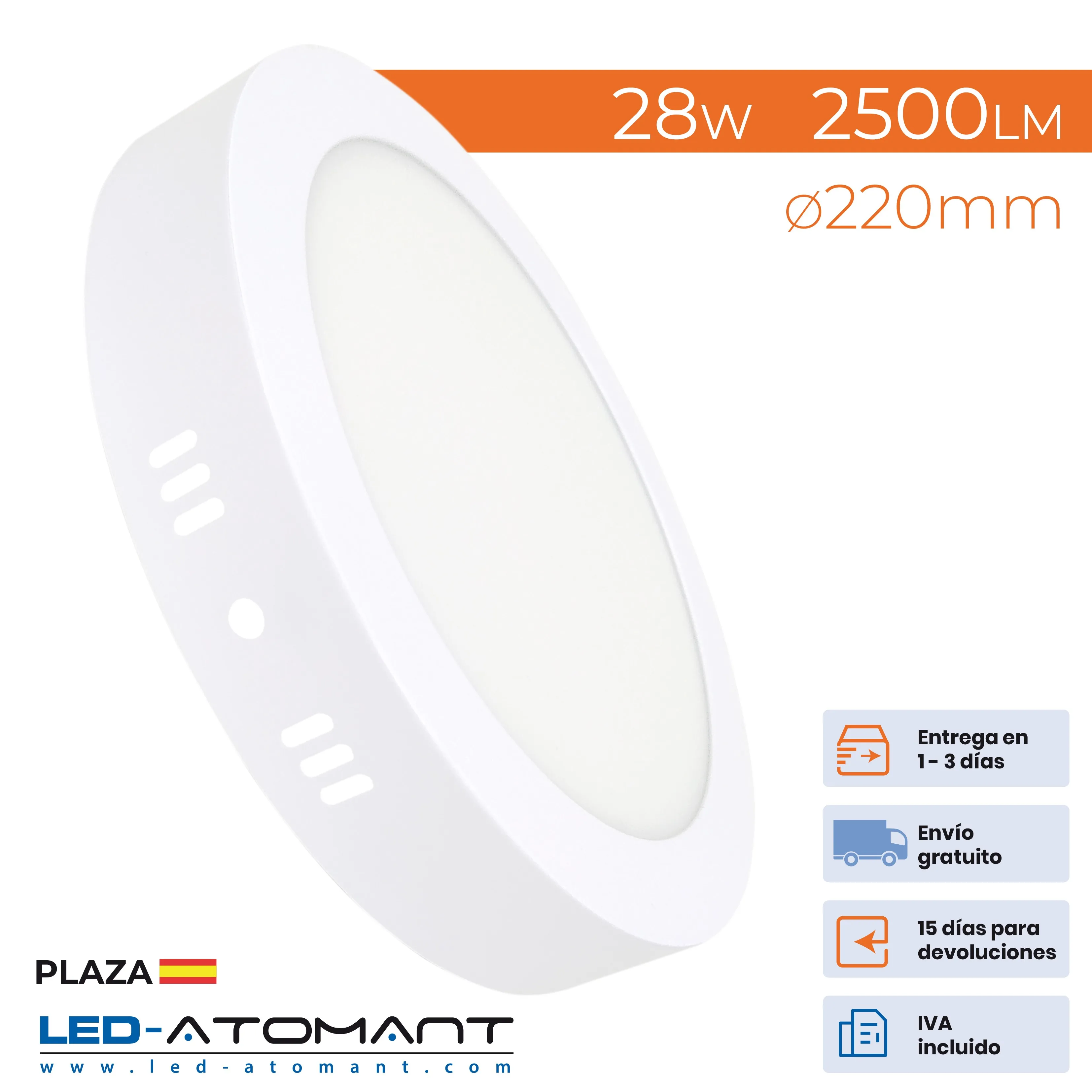 ATOMANT LED®28w 2500lm 220mm 6500k plafon led surface round panel ceiling lamp lighting lights LED ceiling light