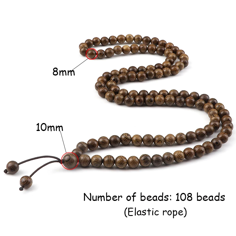 Multilayer 108 Wood Beads Bracelet 8mm Tibetan Buddhist Mala Buddha Charm Rosary Prayer Beaded Bracelets For Women Men Jewelry