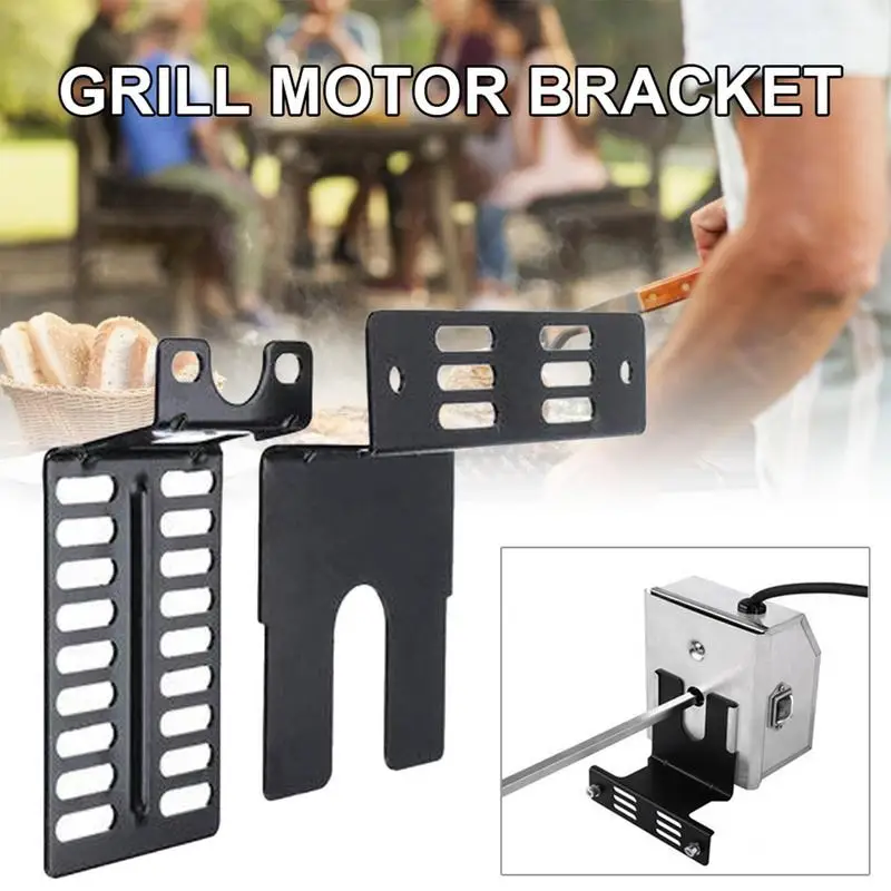 2PCS Stainless Steel Rotisserie Motor Bracket Set Universal Barbecue Grill Motor Support Plates Outdoor Camping BBQ Tools