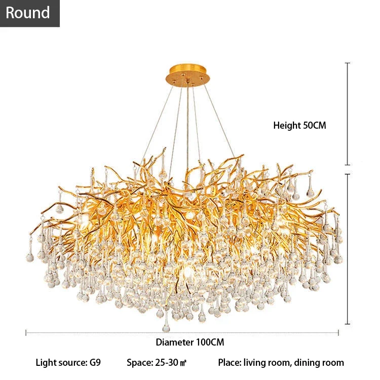 QINGYUNKE Gold Water Drop Chandelier 8