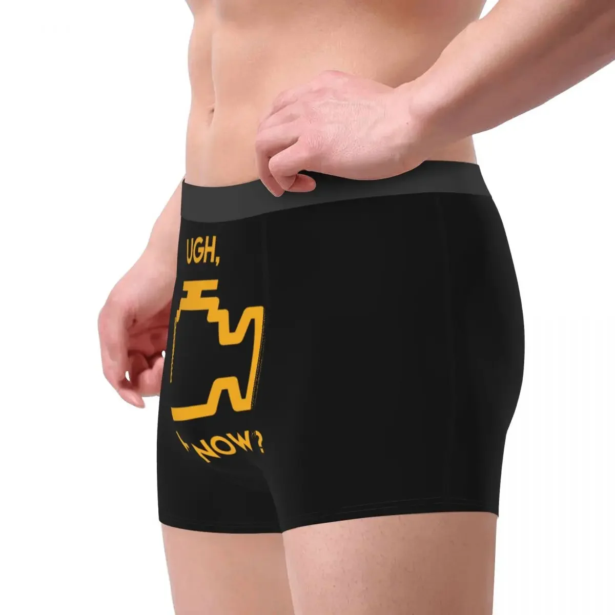 Sexy moda masculina comprobar luz del motor qué ahora ropa interior mecánico conductor de coche Boxer calzoncillos pantalones cortos elásticos bragas calzoncillos