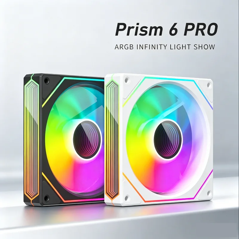 Prism Fan 6Pro 12CM Silent Chassis Cooling ARGB Divine Light Synchronous PWM Temperature Control for Computer Room Sea View