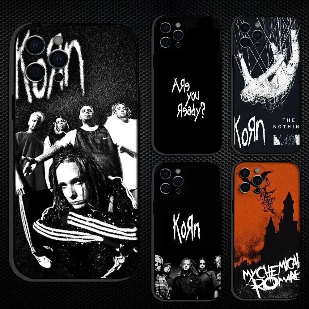 

K-Korn Rock Band Phone Case For iPhone 16,15,14,13,12,11 Plus,Pro Max, Others Soft Black Cover