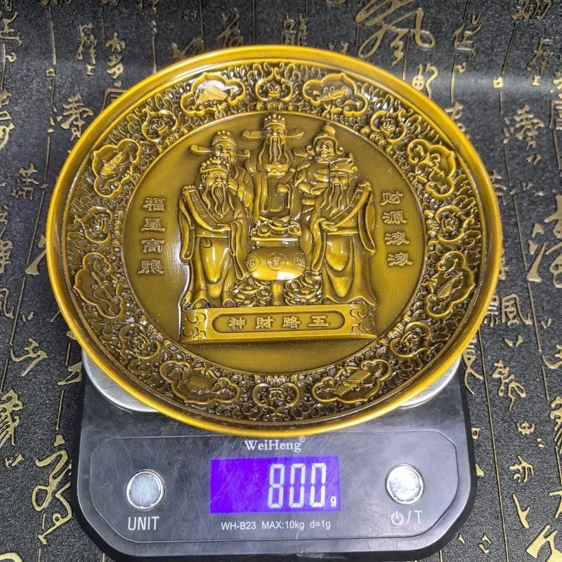 Bronze-colored ornaments for home living room decoration, five-way relief round disc, Malaysia cross-border