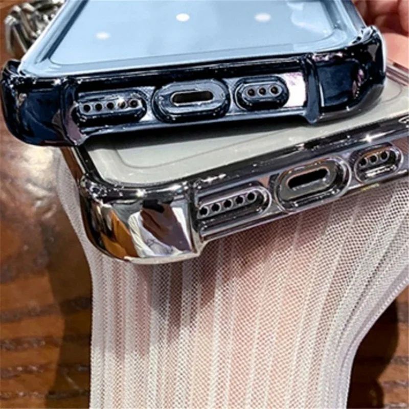 Luxury Electroplate Transparent Phone Case For iPhone 11 12 13 14 15 16 Pro Max Plus Clear Bumper Shockproof Protection Cover - náhled 5