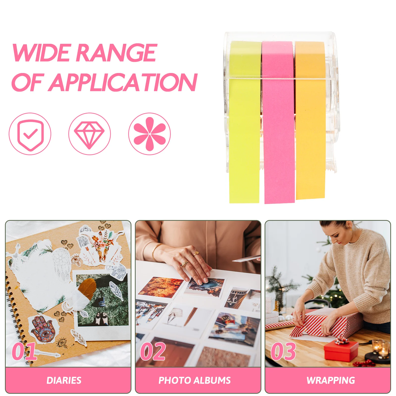 1 مجموعة 1 مجموعة كاملة لاصق مذكرة ملصق لفة مع موزع المحمولة ملاحظة الشريط لمكتب المنزل متعددة الوظائف دفاتر لاصقة #6