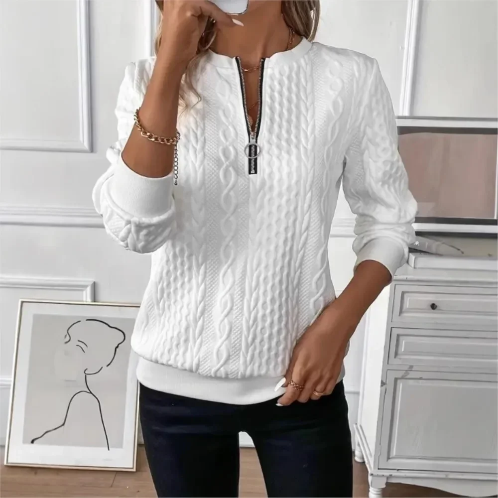 Sudadera con cremallera texturizada para mujer, jerséis informales de manga larga lisos Y2K, sudaderas con capucha, ropa informal suelta para mujer 2024