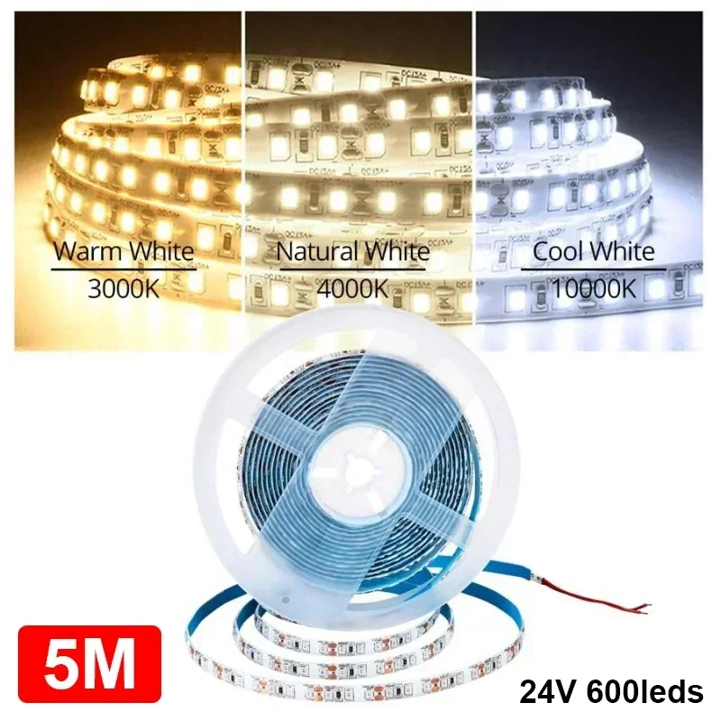 120 المصابيح/م SMD2835 مصباح ليد قطاع 24 فولت 5 متر شريط مرن ضوء للمنزل غرفة نوم إضاءة ديكوريّة مصباح غير مقاوم للماء
