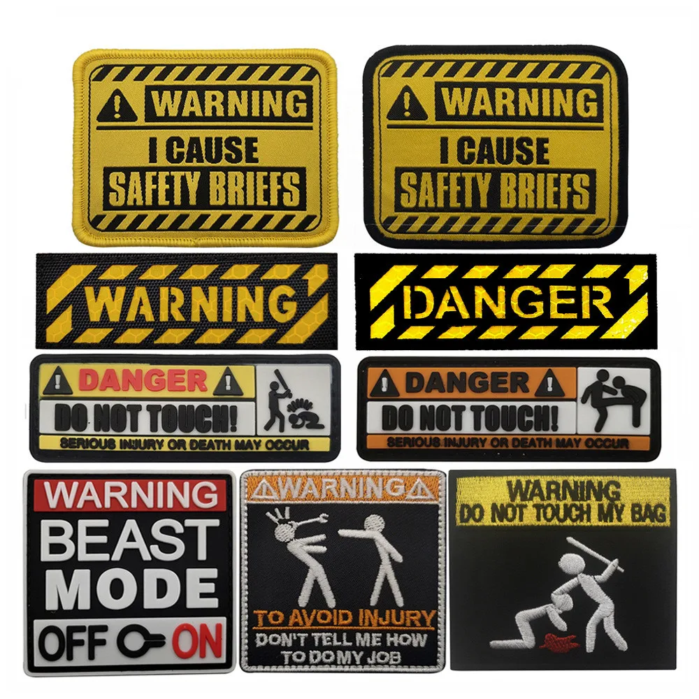 Warning Danger Reflective Embroidery PVC Patch 'Do Not Touch' Beast Mode ON/OFF Tactical Funny for Clothing Backpack Decoration