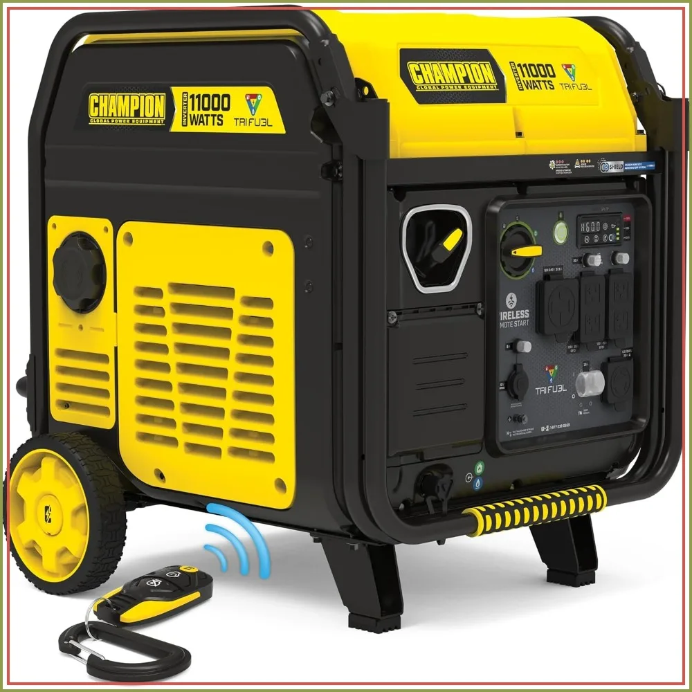 11,000-Watt Remote Start Tri Fuel Portable Inverter Generator for Home Backup and Camping