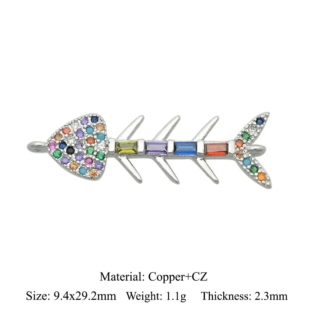 316 Brass Copper Zircon Butterfly DIY Jewelry Charms Pendant Connector Wholesale Crab Fish Bone Turtle Starfish Deer Conch