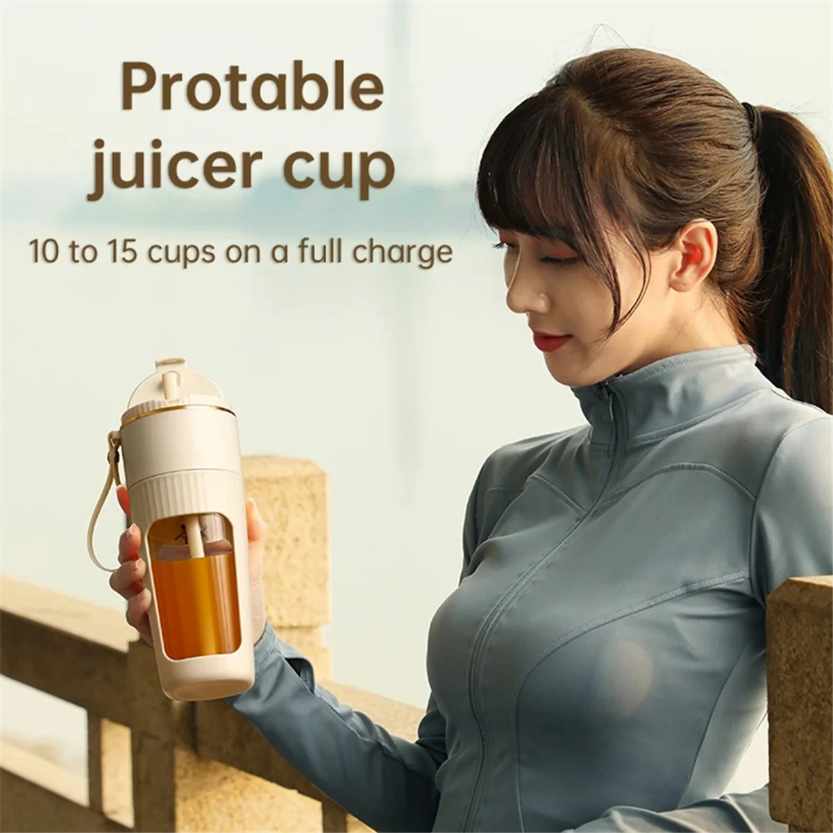 FSLH  340ML Portable Juicer Wireless with Straw Electric Blender for Juice-Cube Food Supplement Smoothie Mixer