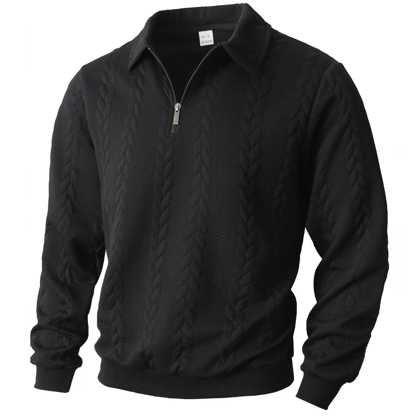 European and American Jacquard Autumn/Winter Collar Hoodie Half Open Zipper Sweatshirt for Casual Sports Men's Knitting