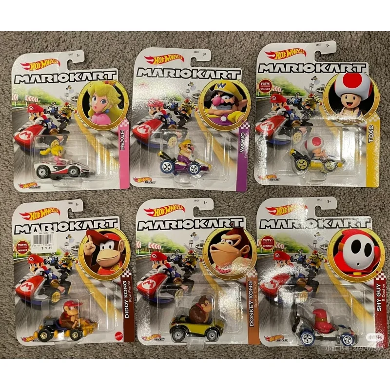 

Оригинальные Hot Wheels Mario Kart Series, маленькая модель автомобиля, игрушки, статические модели автомобилей, украшения, коллекция-сюрпризов, игрушечный автомобиль
