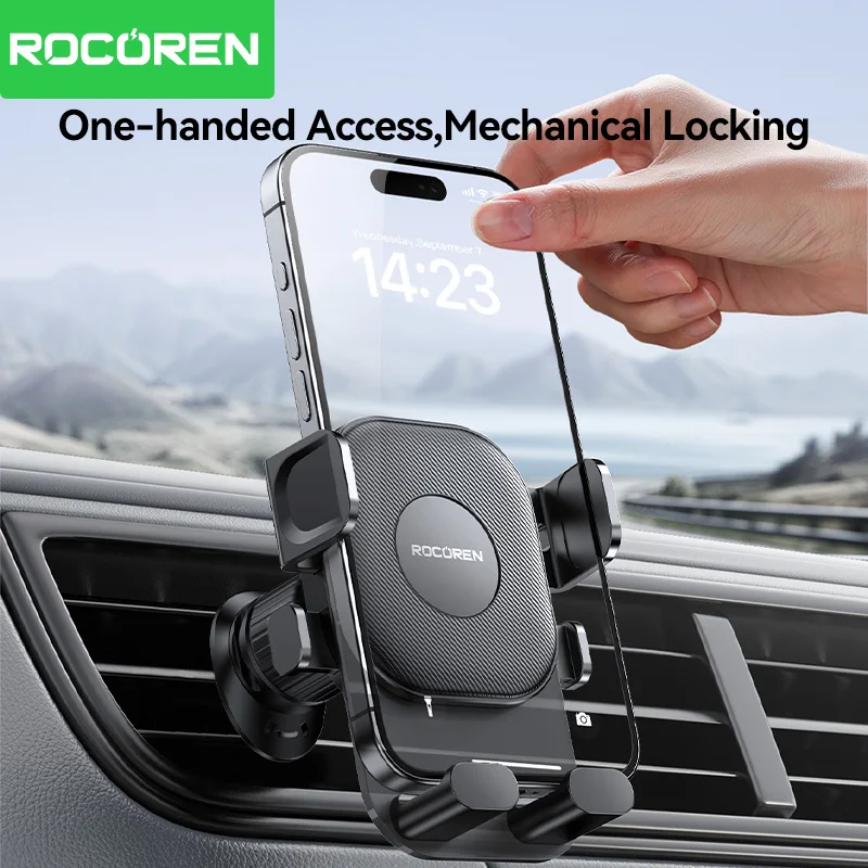 Rocoren Car Phone Holder Car Gravity Mount Stand Self-locking Car Phone Bracket For iPhone 16 360°Rotation Air Vent Phone Holder