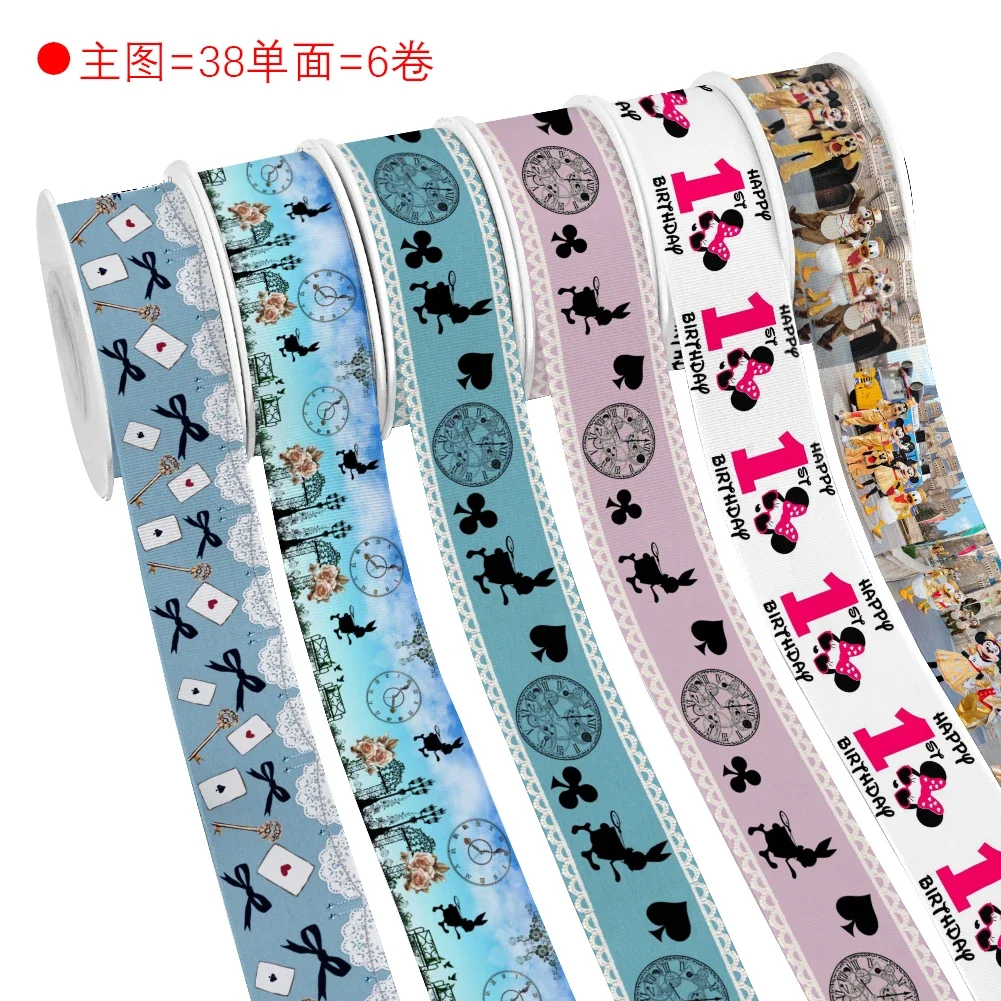 

Disney Mickey Minnie And Friends Printed Grosgrain Satin Ribbon Custom For Cheer Bows DIY Headwear Cartoon Ribbons 10 Yards