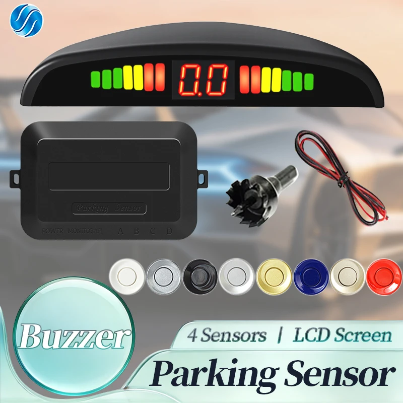 HIPPCRON Auto-Einparksensorsystem mit Hintergrundbeleuchtung, Parktronic-Monitor, LED-Anzeige, Rückfahrsignalgeber, 4 Sensoren, 22 MM, 12V Rückfahrradarsystem
