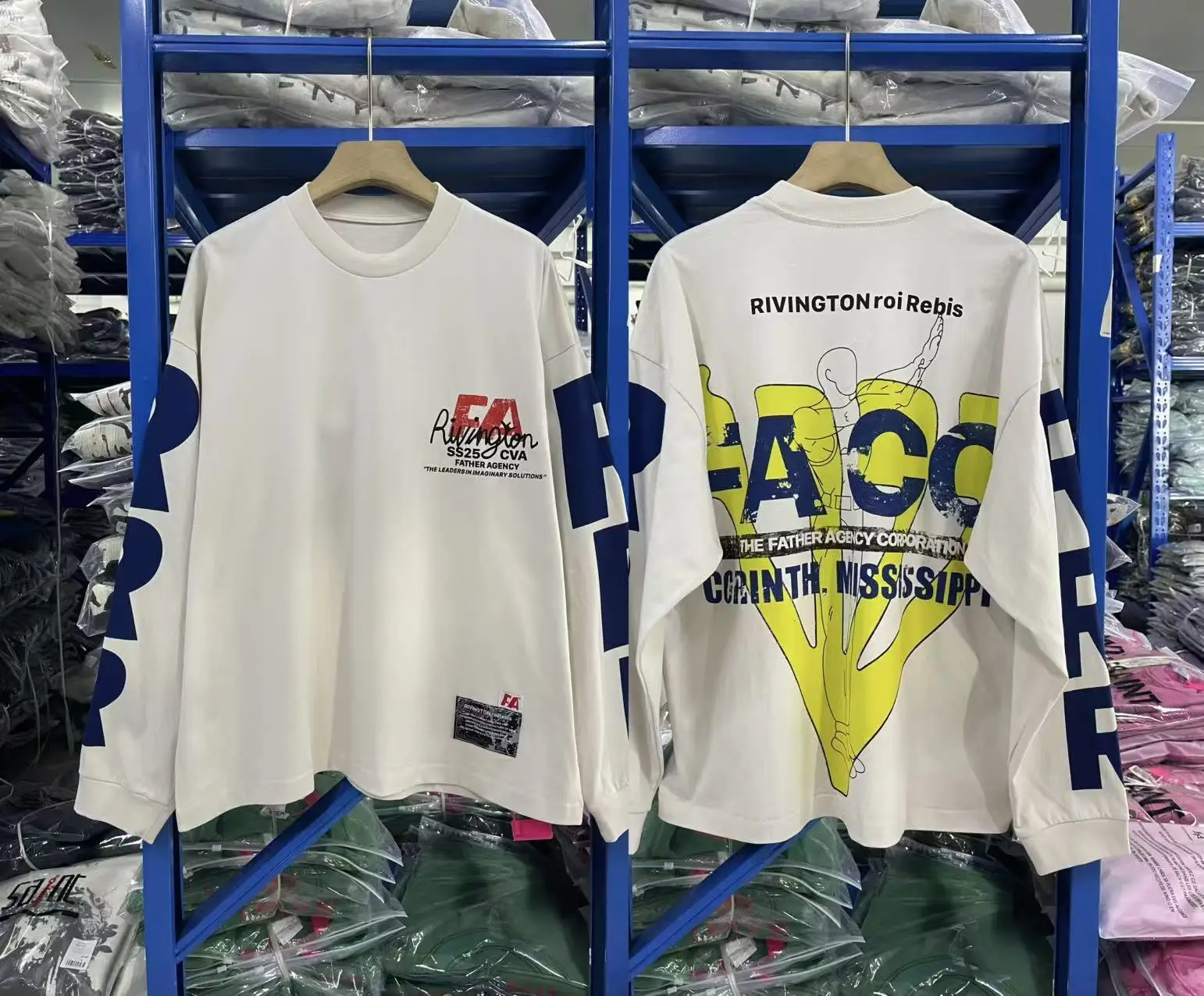 

25SS Autumn Winter RRR123 Graffiti Letter Top High Street Loose Men Women RRR-123 Cotton Long Sleeve T-shirt