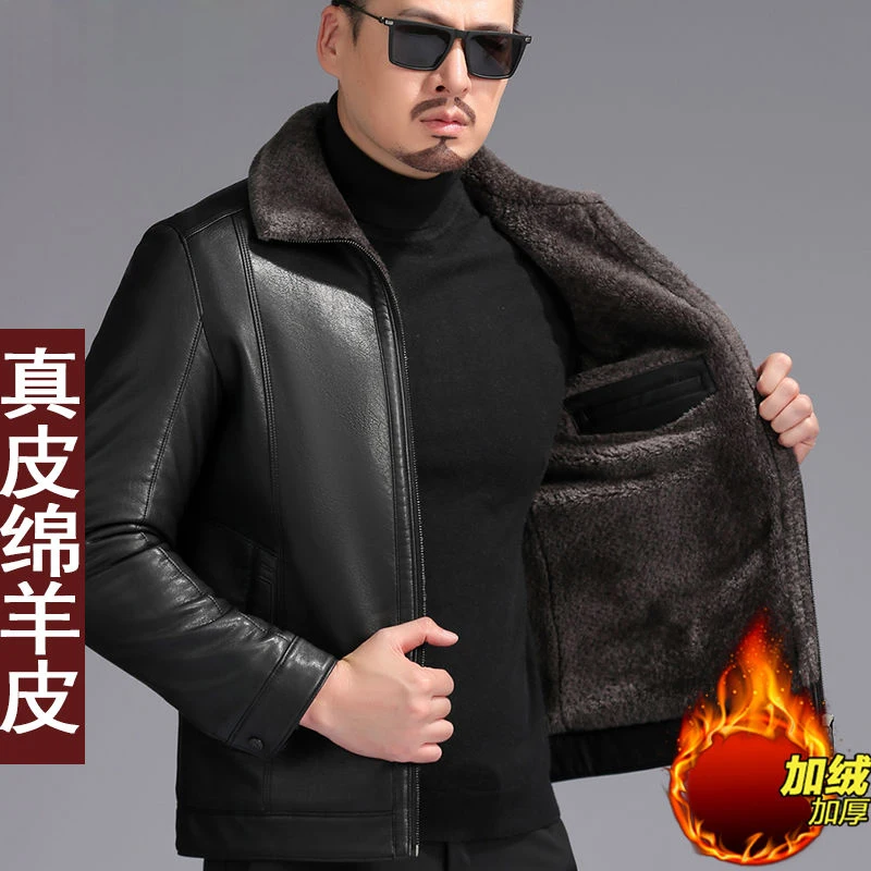 Leather Jacket Men Genuine Leather Mens Jacket With Fur Black/Brown Vintage Sheepskin Coat Man Winter Coats Luxury Real Leather