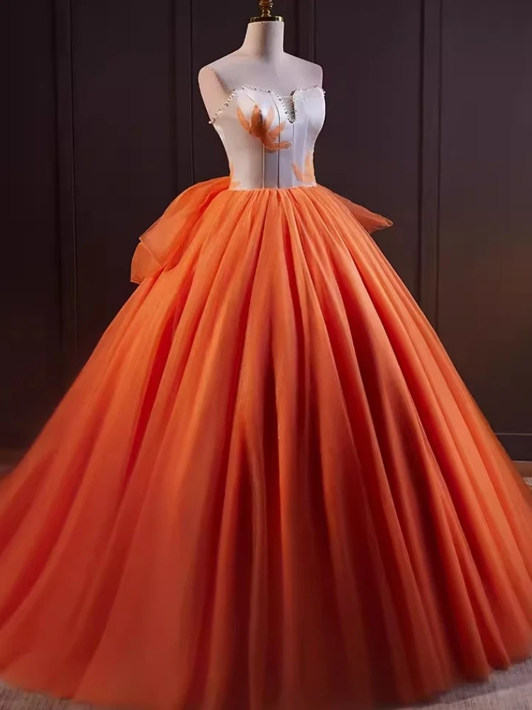 Vestidos De quinceañera para niña De 15 y 16 años, Vestido De baile con lazo, hombros descubiertos, naranja, árabe saudita, fiesta De graduación, ocasión