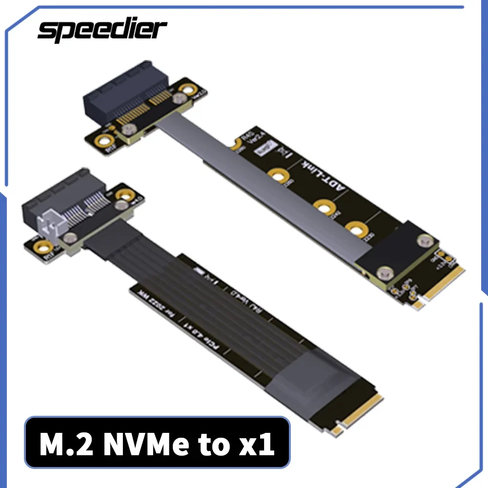 M.2 KeyM SSD To PCIe 3.0 4.0 X1 PCI-Express Adapter Riser Card Flexible Flat Cable For M2 NVMe Solid State Extension R41SF/R41JF