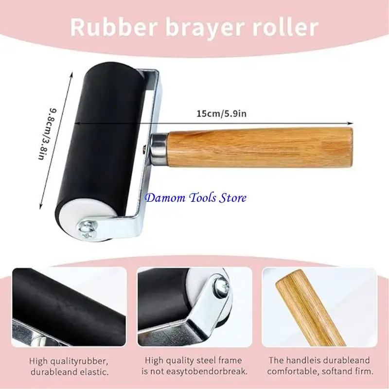 57BE Rubber Stamp Making Block Printing Tool,Linoleum Cutter With 6 Type Roller
