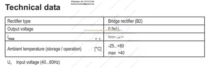 14.630.32.016 Full Wave Brake Rectifier Bridge For INTORQ Systems Replacement Part