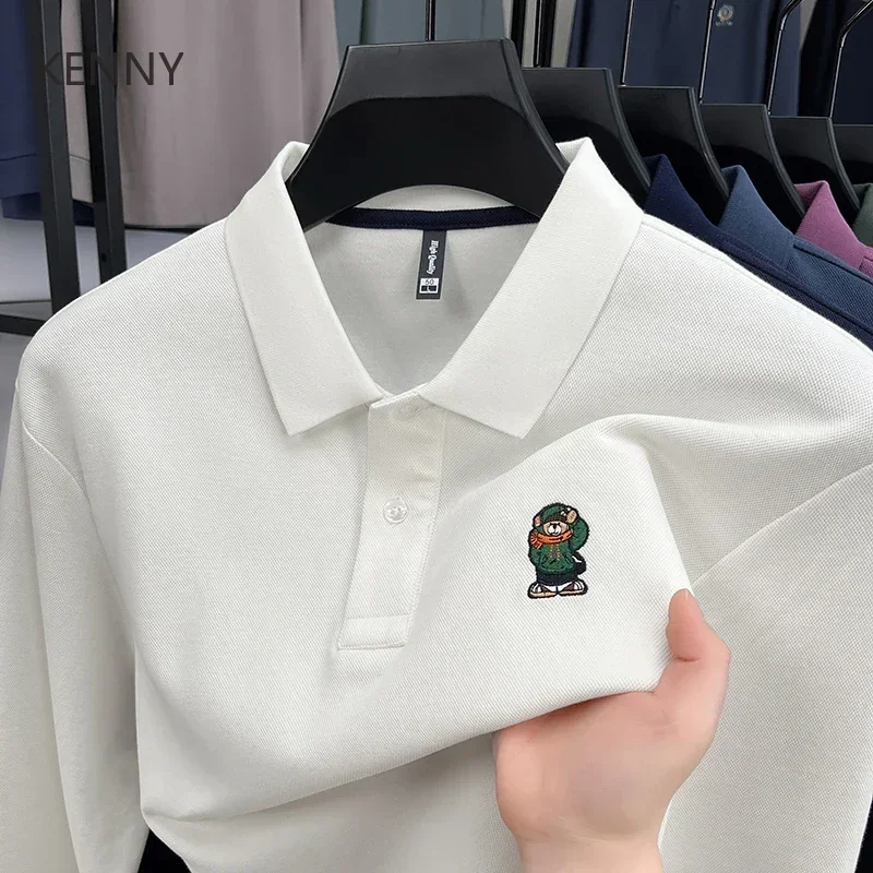 

YEAE Designer Clothes Men Social New T-shirts Lapel Embroidery Mens Polo Shirt Men's T-shirts Spring and Autumn New in Tops Tees