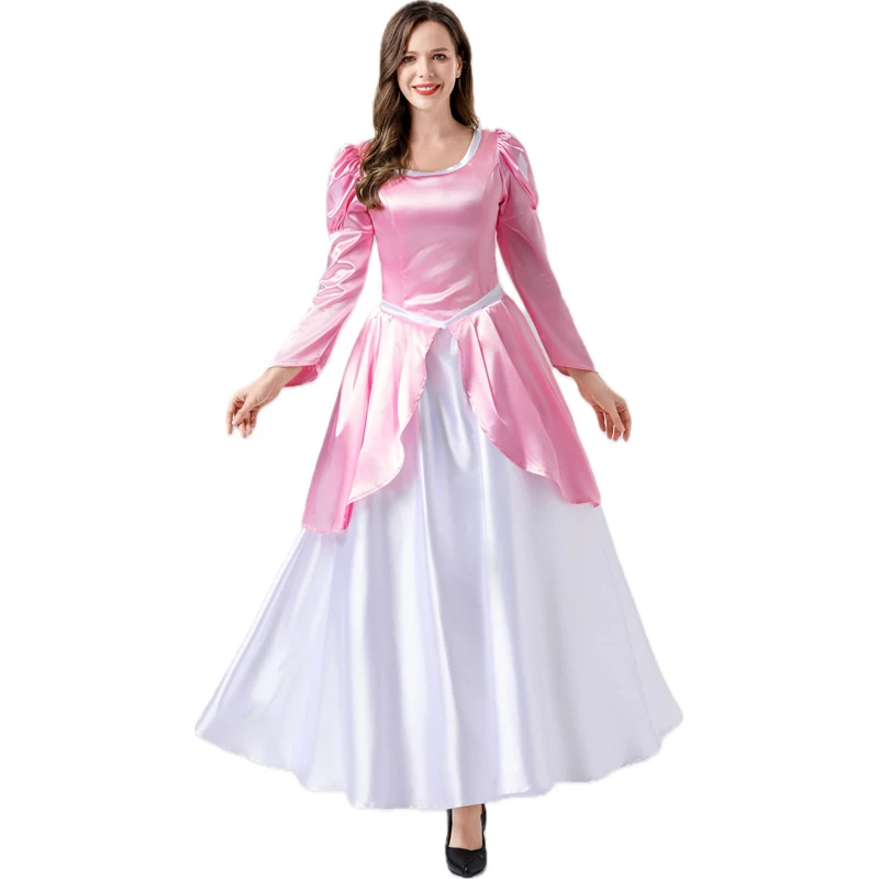 Traje de princesa rainha pêssego para mulheres, vestido rosa, roupa cosplay, vestido extravagante, festa de aniversário, carnaval, halloween, 3 cores