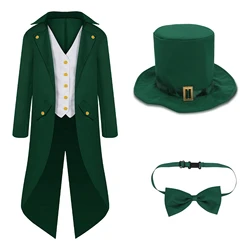 Mens St. Patrick's Day Pirate Green Steampunk Green Jacket Tailcoat Renaissance Jacket Halloween Hatter Costume