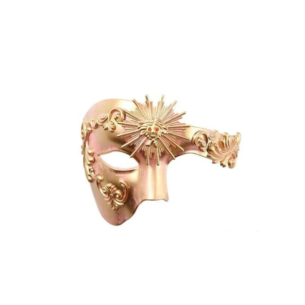 

Vintage Roman Sun God Mask Metal Texture Reusable Venice Half-Face Masquerade Mask Plastic Steampunk Halloween Face Cover Party